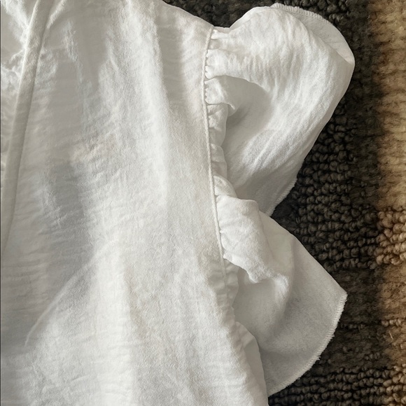 Have White Ruffle-Front Button Blouse - Picture 3 of 6